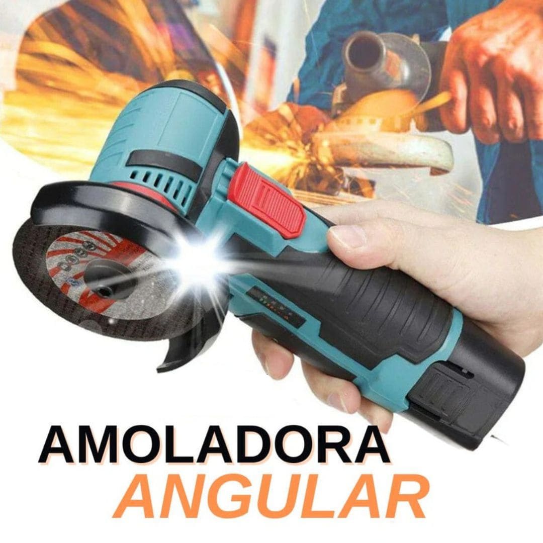 AMOLADORA ANGULAR ESMERIL CORTADOR - KIT COMPLETO CON 2 BATERÍAS DE REGALO