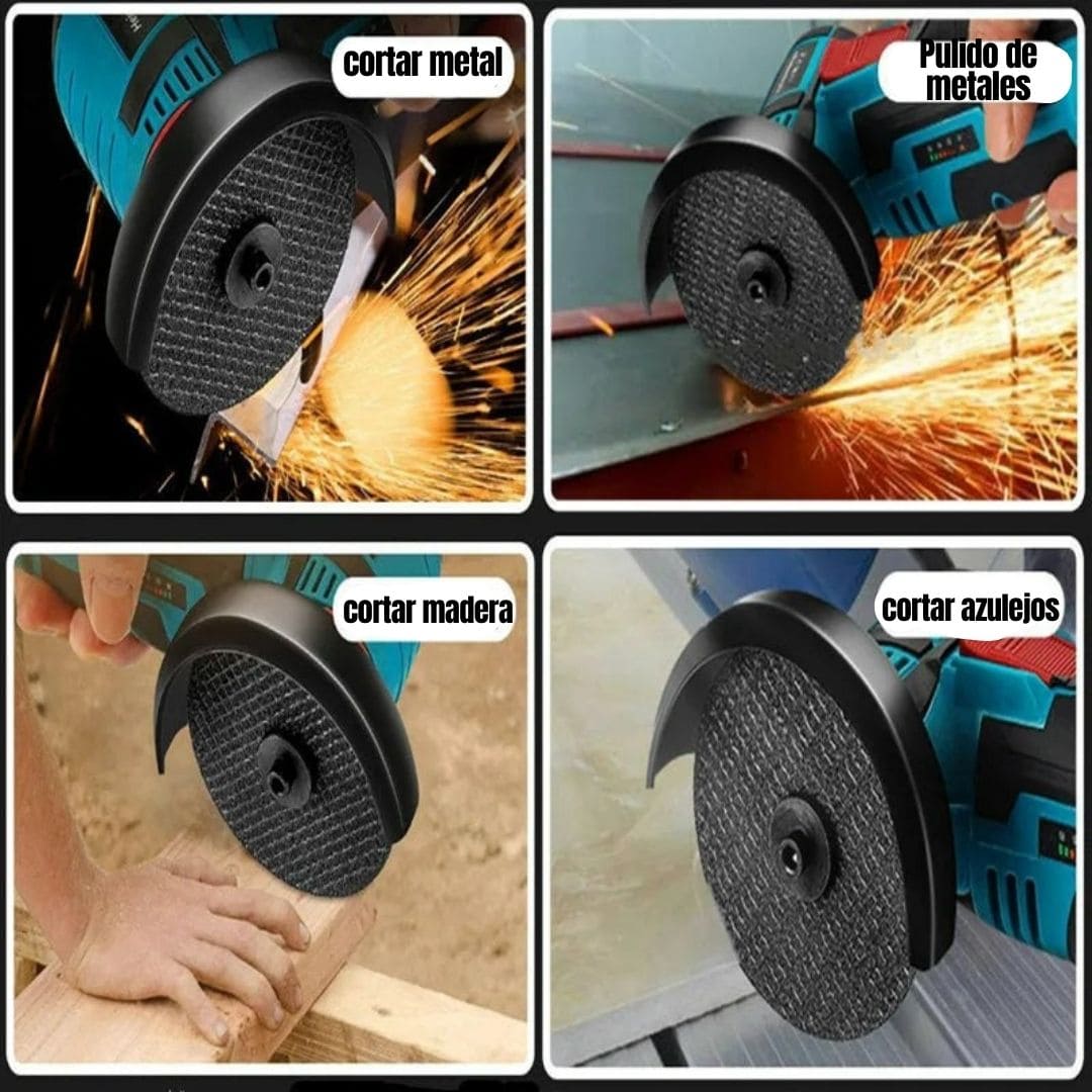 AMOLADORA ANGULAR ESMERIL CORTADOR - KIT COMPLETO CON 2 BATERÍAS DE REGALO